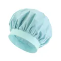 Elastic light blue waterproof shower cap with wide band for hair care and bathing - One Size / Light Blue