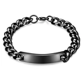 Pulsera minimalista negra de acero inoxidable para hombre de 11 mm con placa para grabado - Negro