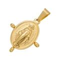 Ciondolo ovale vintage in acciaio inossidabile placcato oro 18K con rilievo di Maria - Oro