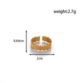 Adjustable golden stainless steel open ring with textured relief pattern for men and women - Granular Relief / Gold