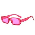 Retro small rectangular sunglasses in rose pink finish with transparent frames - Transparent Red Frame Red Lens