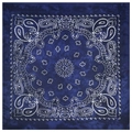 Detailed view of square dark blue paisley bandana with classic white floral patterns - 54*54CM / Navy Blue