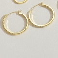 Polished 14K gold hoop earrings with micro-pave cubic zirconia inlay for women - 30MM Zirconia Style / Gold