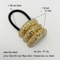 Elastic U-shaped hairband with a sand gold crinkle metal ornament for women - Sand Gold Triple Design