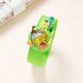 Kids quartz watch featuring a green silicone strap with a 3D cartoon dinosaur figure - Green Dinosaur