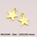 Matte gold alloy star charms with hanging loops for DIY jewelry, size 15x12x1.4mm - XK1519# Gold