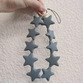 Chic gray silicone star keychain and phone strap with metal ring and black lanyard - Dark Gray (10 Stars)