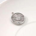 Ciondolo cuore creativo in acciaio inossidabile argento con raggiera e design circolare - Cuore Acciaio (KLJ8471-Z)