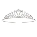 Serre-tête couronne de princesse argentée pour filles avec motif cœur et strass brillants - Couronne d'argent radiale en strass de cœur (No. 15)
