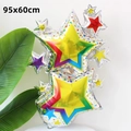 Star-shaped colorful gradient foil balloon set for party decoration in size 95x60cm - Starburst Silver