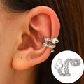 Silver water-drop zircon ear cuff with pavé rhinestones for non-pierced ears - White K - Pear Zircon Style (H-157)