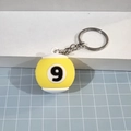 Yellow billiard number 9 keychain with metal ring and chain on a white background - No.9/Yellow