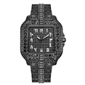 Orologio quadrato nero di lusso con pavé di cristalli e numeri arabi eleganti - Nero
