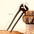 Épingle à cheveux en bois de santal foncé faite main avec motif renard de 12,5 cm - Forme de Renard Double Broche 【12.5*2.5cm】