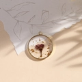 Handmade resin floral pendant with purple dried flowers and gold leaf in a gold frame - Red/Gold