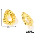 Detail view of gold geometric lava texture earrings with dimensions 3cm by 2.3cm - Lava Hammered Style (E01673-5)