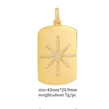 Macro view of gold plated rectangle pendant featuring a diamond-set North Star design - Copper Pendant 27 (Large Rectangle Star)