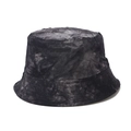 Dettaglio cappello alla pescatora tie-dye con sfumatura grigia e tesa con cuciture rinforzate - Taglia unica / Nero Tie-dye