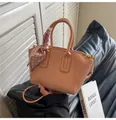 Litchi pattern bucket bag in pink with elegant silk scarf and golden hardware - Pink