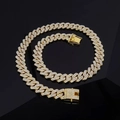 Iced out 14mm golden cuban link necklace with rhinestones and square clasp - 45CM Gold Necklace