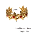 Detail showing 18k gold starfish cuff with hammered texture and red enamel center - Red