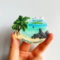 3D Koh Samui Thailand beach scenery fridge magnet with palm trees and boat details - (7) Koh Samui Thailand