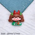 Grazioso ciondolo in resina ragazza di Natale con corna di renna e omino di pan di zenzero - Coniglio di Natale-Ragazza