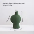 Jarrón de cerámica verde bosque con textura cepillada, altura 28,5 cm y forma asimétrica - 083 Verde Degradado - Verde Bosque