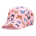 Casquette de baseball rose pour filles avec imprimé papillon coloré et visière courbée - Imprimé Papillon Rose