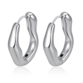 Elegant silver stainless steel earrings with modern irregular liquid metal wave design - 18K Gold / Steel