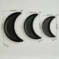 Three sizes of black moon trays with hammered texture and precise dimension details - Three-Piece Set / Black