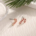 Christmas candy cane stud earrings with red and white spiral patterns and metal posts - EAR0005-Red White Candy Cane