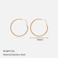 Minimalist 40mm stainless steel hoop earrings in elegant rose gold finish - 40mm / Rose Gold