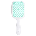 Professional white and mint green hollow grid hairbrush for wet and dry detangling styling - White Handle - Light Green
