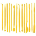 Set of 14 yellow plastic clay and pottery sculpting tools for DIY modeling on white background - 14-piece Clay Tool Set (yellow)