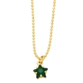 Elegante collana a sfere dorate con un pendente a stella verde sfaccettata e incastonata - Verde