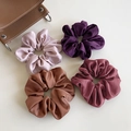 Set of four textured leather scrunchies in purple, brown, and burgundy tones - Four-Piece Set / 13# Passion Fire 4-Piece Set