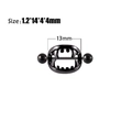 Black stainless steel tooth-shaped nipple piercing with 1.2mm gauge and 14mm length - As Shown / Regular - Black