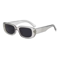 Retro rectangle sunglasses with transparent grey frame and dark lenses for men and women - Grey Frame / Black Grey Lens