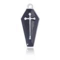Pendentif cercueil d'Halloween en alliage noir avec croix blanche pour bijoux DIY - Croix Blanche Émail Blanc