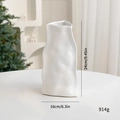 White ceramic vase with irregular wave texture for Nordic Christmas desktop decoration - White Large