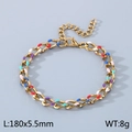 Goldenes Gliederkettenarmband mit bunter Emaille und verstellbarem Karabinerverschluss - Bunte Minimalistische Dünne Kette (KB190830-Z)