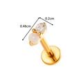 Golden titanium butterfly labret stud with 0.2cm clear gem and 0.48cm white bead - Gold Zirconia & White Bead (T2551-6#Gold)