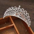 Elegant silver alloy crown with sparkling rhinestones for bridal weddings and formal banquets - Silver White Rhinestone