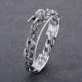 Punk vintage silver dragon head cuban chain bracelet in high quality titanium steel - Steel Color (KB181374-KJX)
