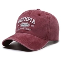 Cappellino vintage bordeaux in cotone lavato con ricamo Olympia e visiera curva sportiva - Regolabile / Rosso
