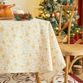 Mantel navideño beige con estampados dorados de copos de nieve y campanas - 60*60cm / Blanco