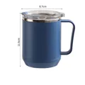 Dark blue stainless steel coffee mug with clear lid, compatible with induction cookers - 460ml / Blue