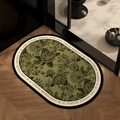 Oval green bathroom mat with black rose pattern and everyone deserves to be loved text - Dark Green Rose - Oval / 40*60cm (2.5mm)