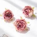 Three large faux roses in pink-purple gradient on white paper for DIY wedding decor - Dark Pink
